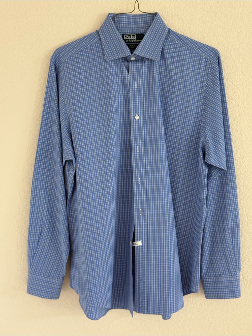 Ralph Lauren Light Blue and White Micro-Check Dress Shirt